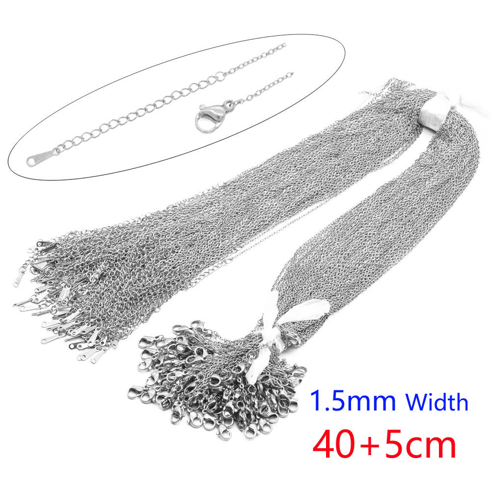 100pcs/pack 45-55cm 316L Stainless Steel Flat Cross Necklace Link Chains Wholesale Women DIY Jewelry Making Supplies For Pendants