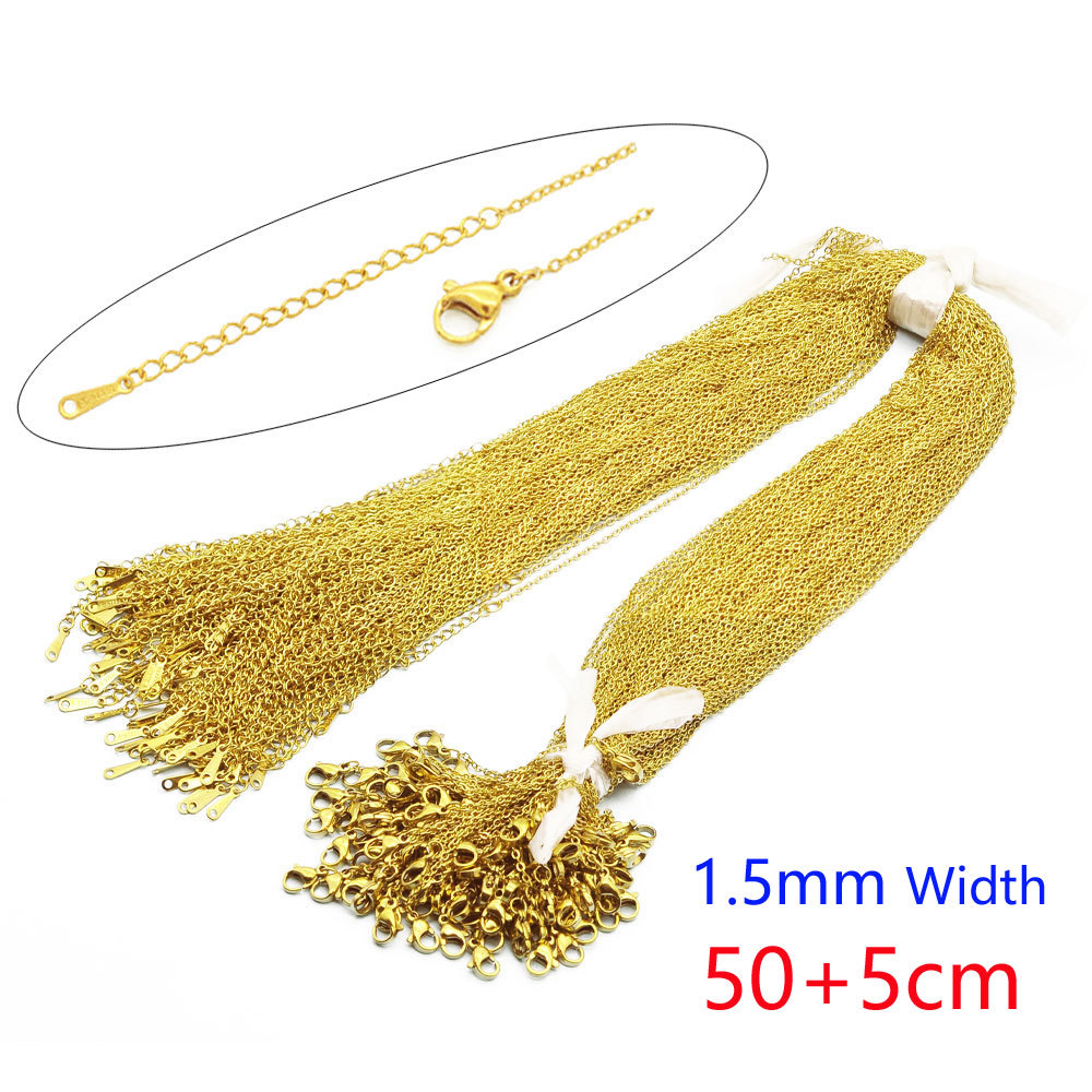 100pcs/pack 45-55cm 316L Stainless Steel Flat Cross Necklace Link Chains Wholesale Women DIY Jewelry Making Supplies For Pendants