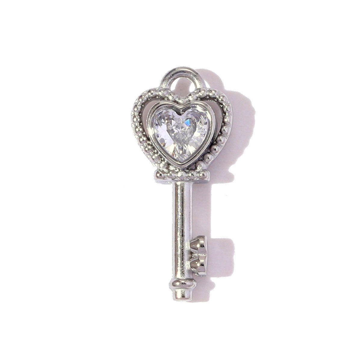 6pcs/pack French Retro Stainless Steel Rhinestone Love Heart Key DIY Charms Geometric Suqare Necklace Pendants Women Daisy Jewelry