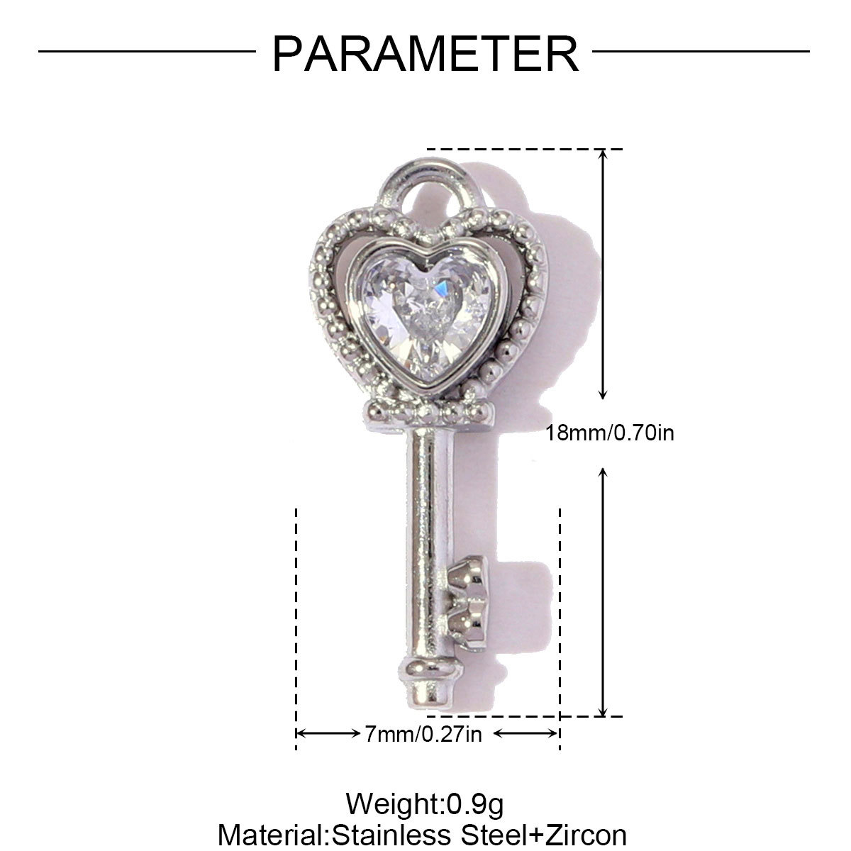 6pcs/pack French Retro Stainless Steel Rhinestone Love Heart Key DIY Charms Geometric Suqare Necklace Pendants Women Daisy Jewelry