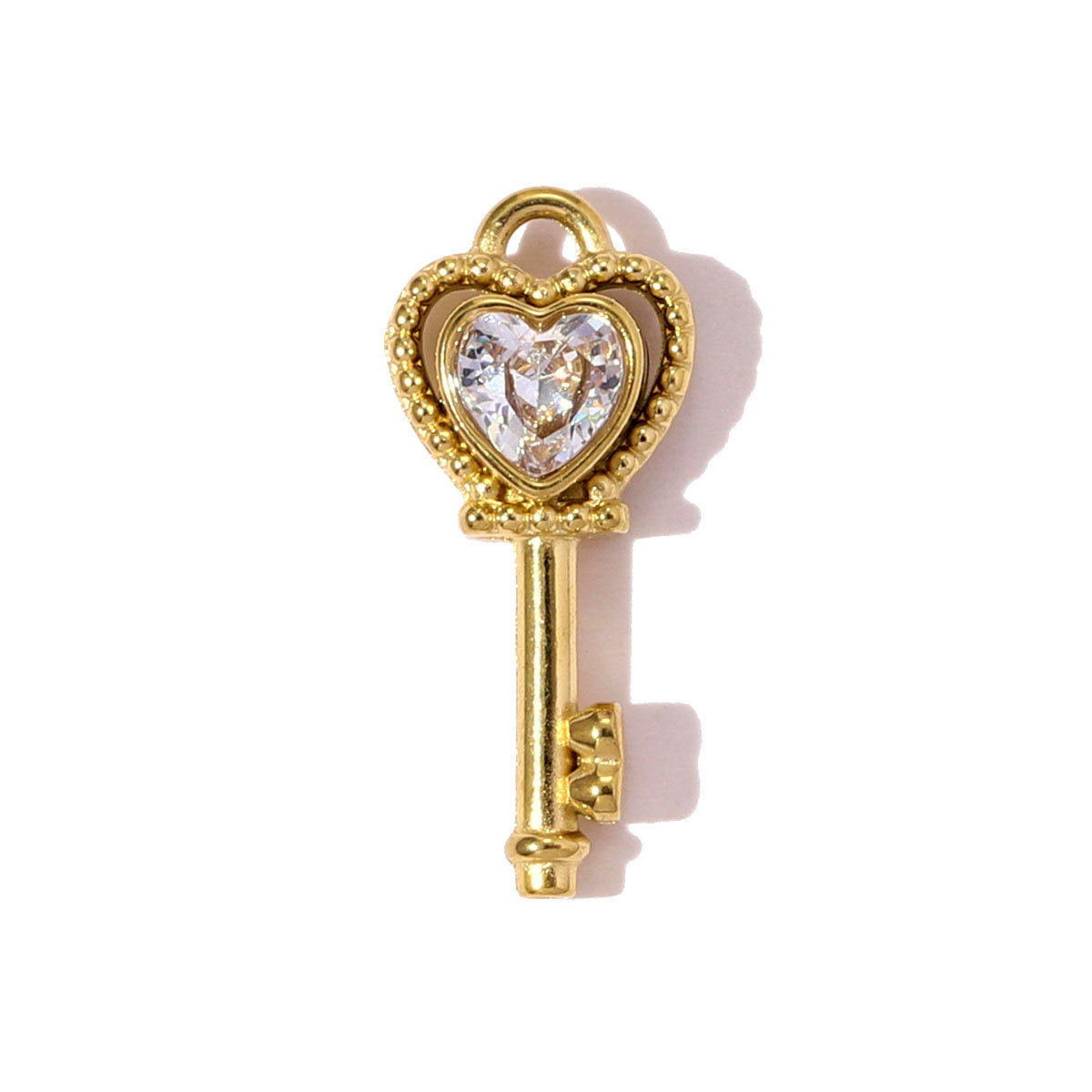 6pcs/pack French Retro Stainless Steel Rhinestone Love Heart Key DIY Charms Geometric Suqare Necklace Pendants Women Daisy Jewelry