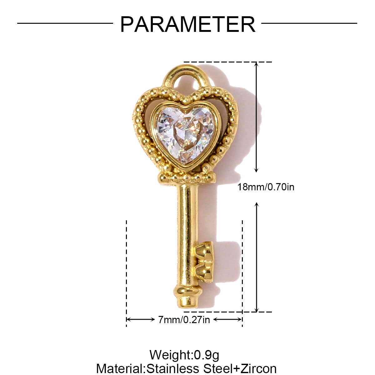 6pcs/pack French Retro Stainless Steel Rhinestone Love Heart Key DIY Charms Geometric Suqare Necklace Pendants Women Daisy Jewelry