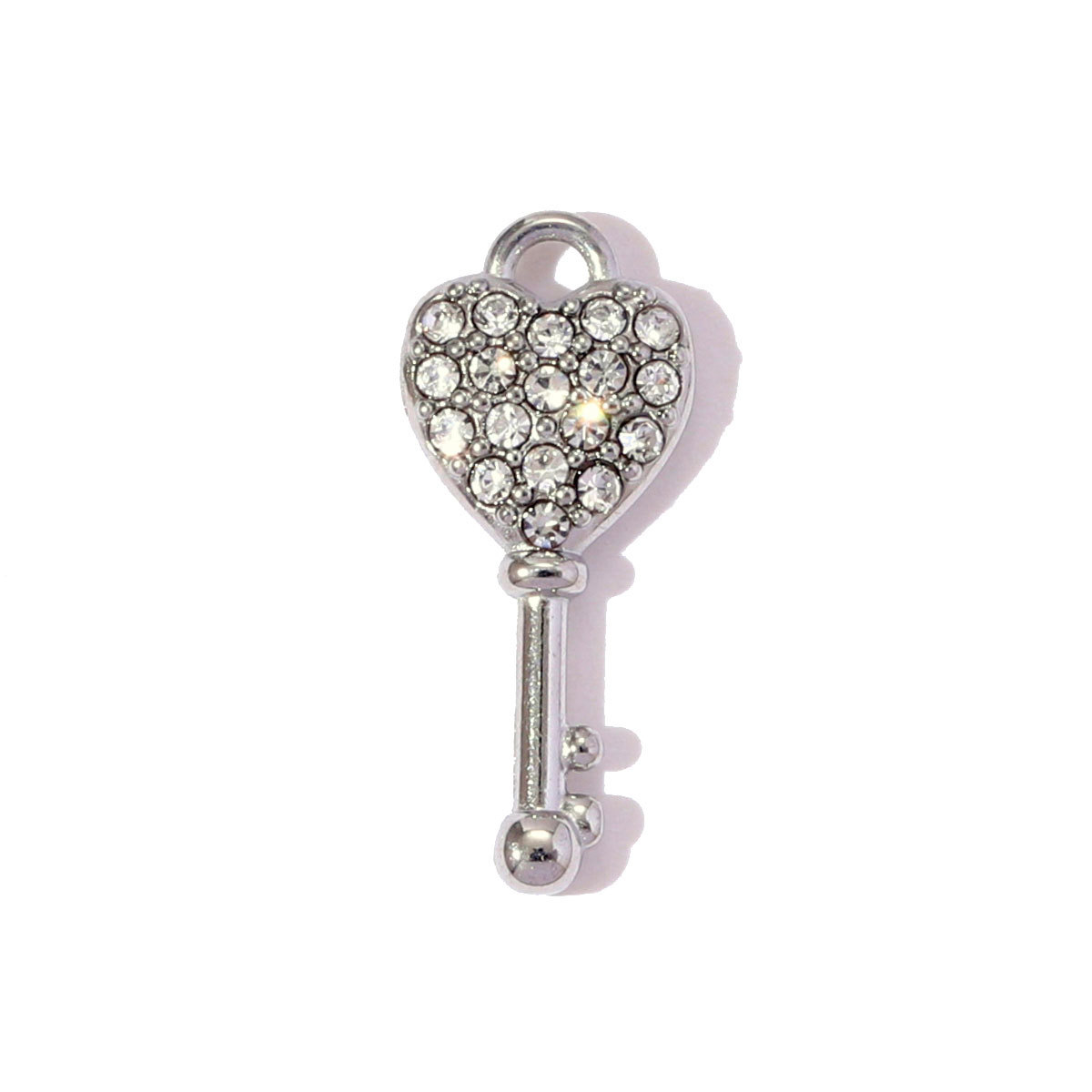 6pcs/pack French Retro Stainless Steel Rhinestone Love Heart Key DIY Charms Geometric Suqare Necklace Pendants Women Daisy Jewelry