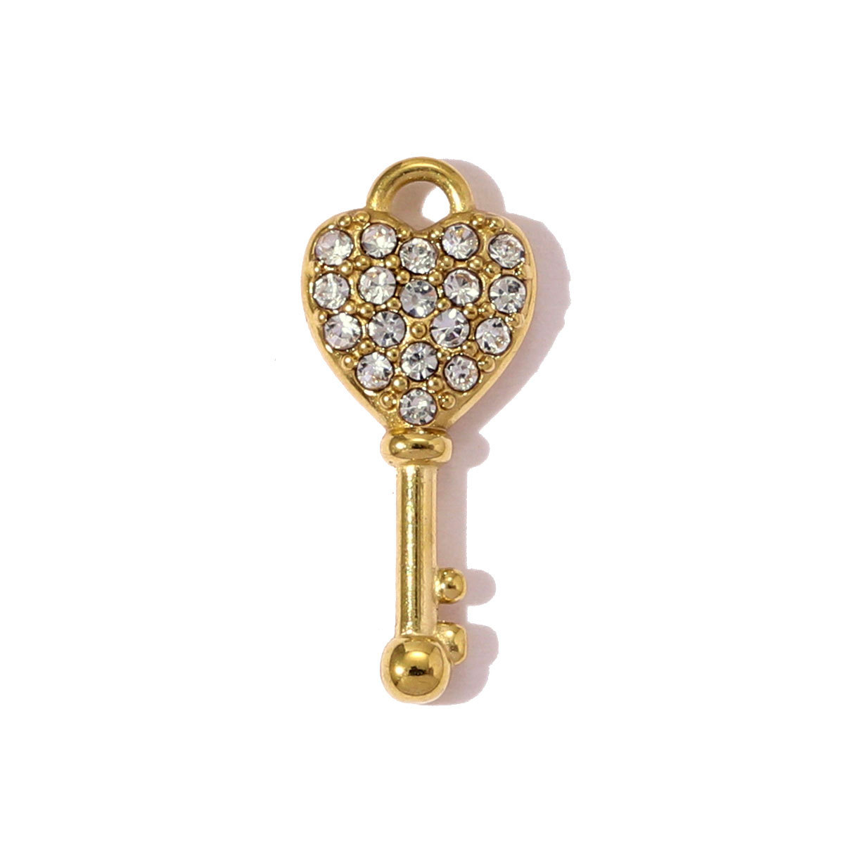 6pcs/pack French Retro Stainless Steel Rhinestone Love Heart Key DIY Charms Geometric Suqare Necklace Pendants Women Daisy Jewelry
