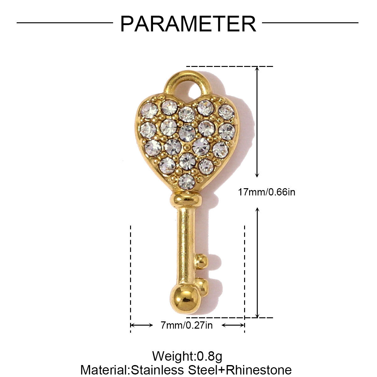 6pcs/pack French Retro Stainless Steel Rhinestone Love Heart Key DIY Charms Geometric Suqare Necklace Pendants Women Daisy Jewelry