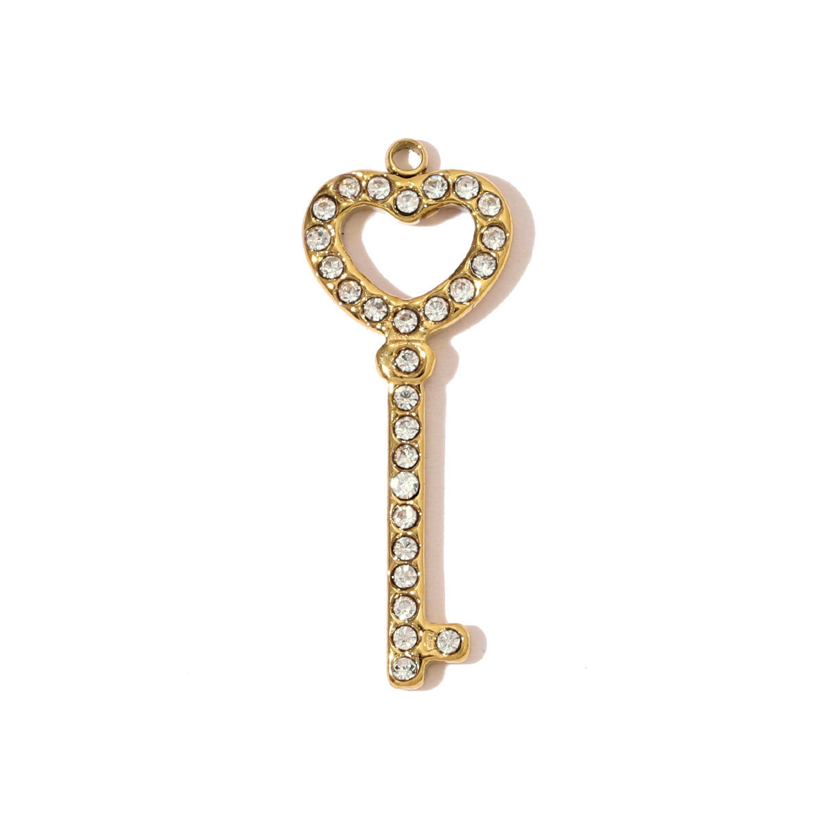 6pcs/pack Fashion Stainless Steel Love Heart Lock Key DIY Charms Wing Necklace Pendants Women Mirror Polish Rhinestone Jewelry