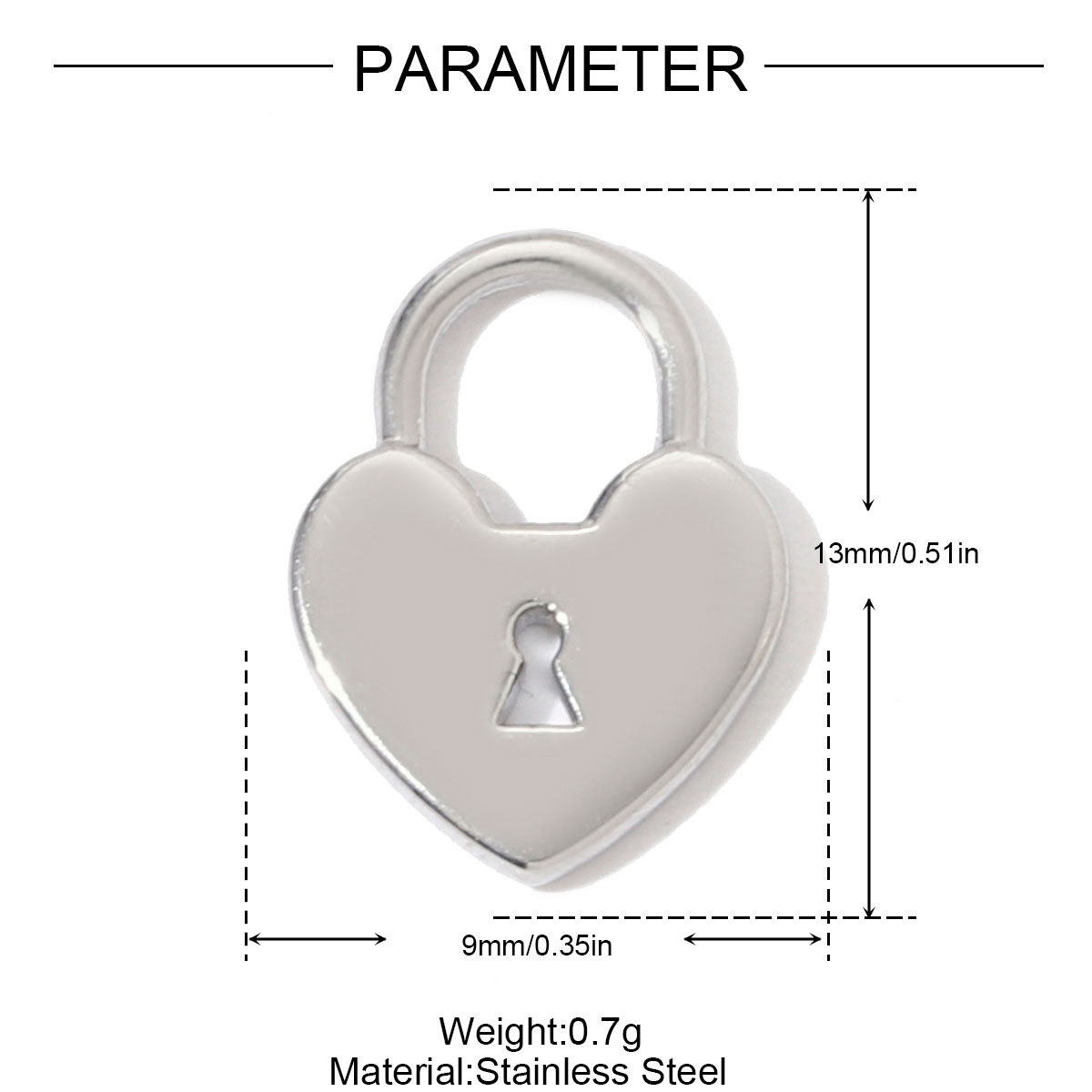 6pcs/pack Fashion Stainless Steel Love Heart Lock Key DIY Charms Wing Necklace Pendants Women Mirror Polish Rhinestone Jewelry