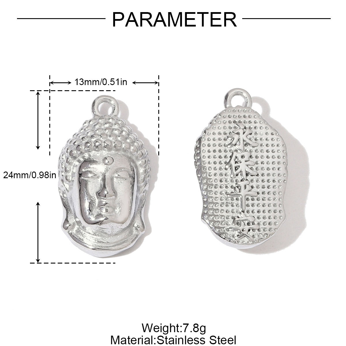 6pcs/pack Fashion Stainless Steel 3D Lock Bee DIY Charms Glasses Buddha Head Necklace Pendants Women Kettle Corgi Dog Jewelry