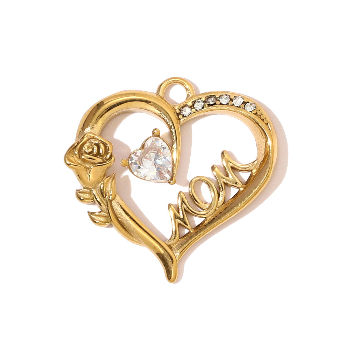 6pcs/pack French Stainless Steel Zircon Heart Clover Sun DIY Charms Flower Little Boy Necklace Pendants Women Geometric Oval Jewelry