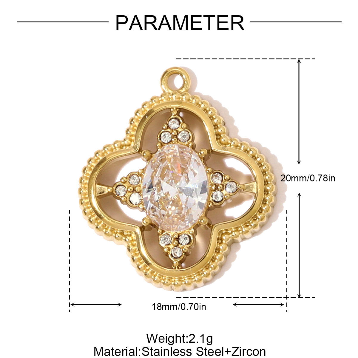 6pcs/pack French Stainless Steel Zircon Heart Clover Sun DIY Charms Flower Little Boy Necklace Pendants Women Geometric Oval Jewelry