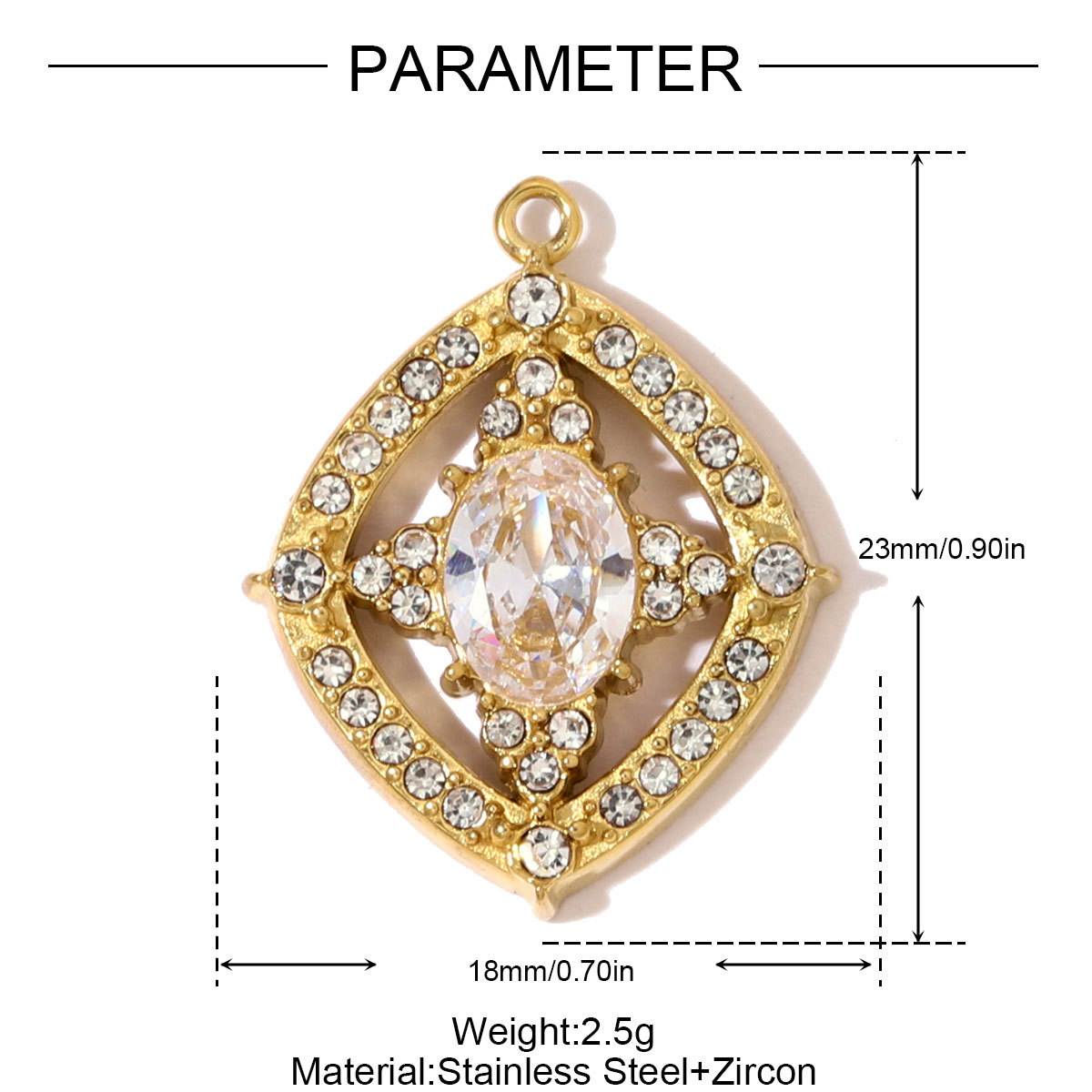 6pcs/pack French Stainless Steel Zircon Heart Clover Sun DIY Charms Flower Little Boy Necklace Pendants Women Geometric Oval Jewelry