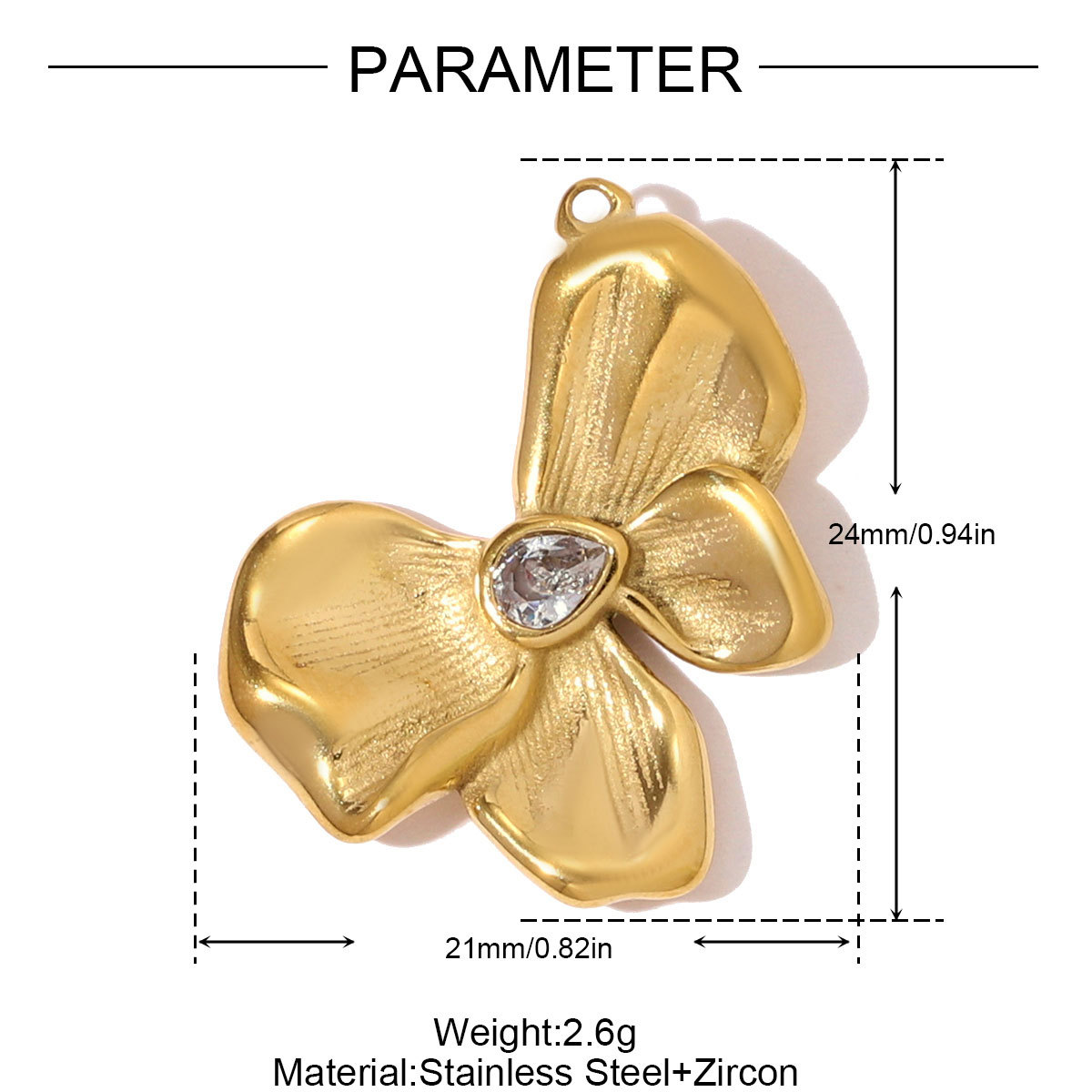 6pcs/pack French Stainless Steel Zircon Heart Clover Sun DIY Charms Flower Little Boy Necklace Pendants Women Geometric Oval Jewelry