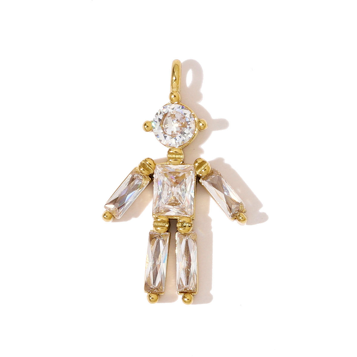 6pcs/pack French Stainless Steel Zircon Heart Clover Sun DIY Charms Flower Little Boy Necklace Pendants Women Geometric Oval Jewelry