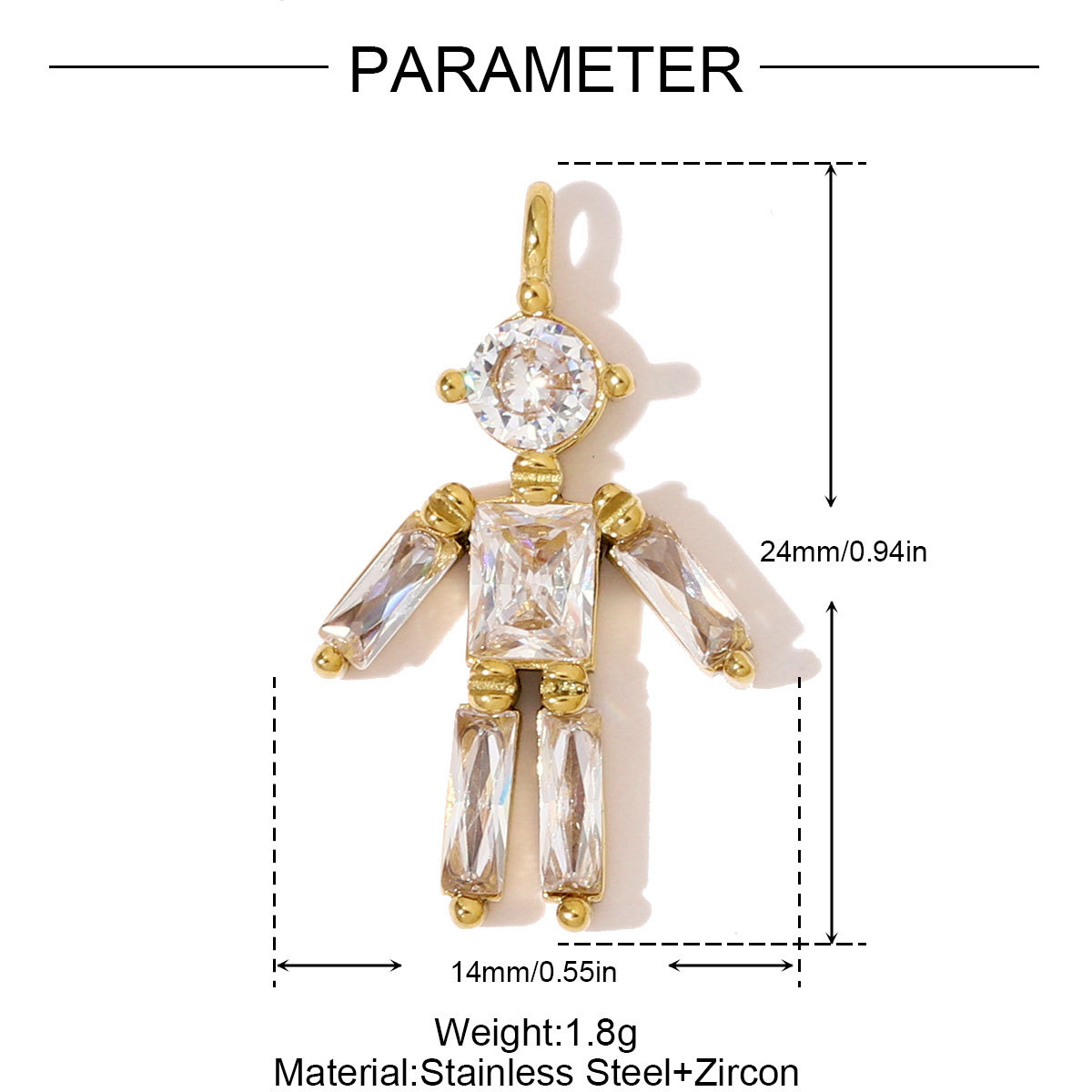 6pcs/pack French Stainless Steel Zircon Heart Clover Sun DIY Charms Flower Little Boy Necklace Pendants Women Geometric Oval Jewelry