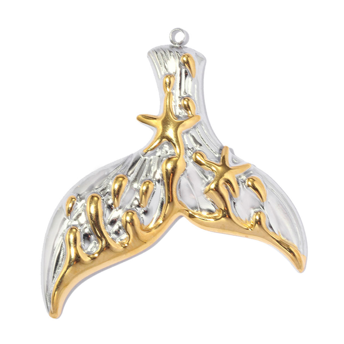 6pcs/pack Stainless Steel Two Tone Fish Tail Whale DIY Earring Charms Jellyfish Starfish Necklace Pendants Woman Shell Jewelry Wholesale