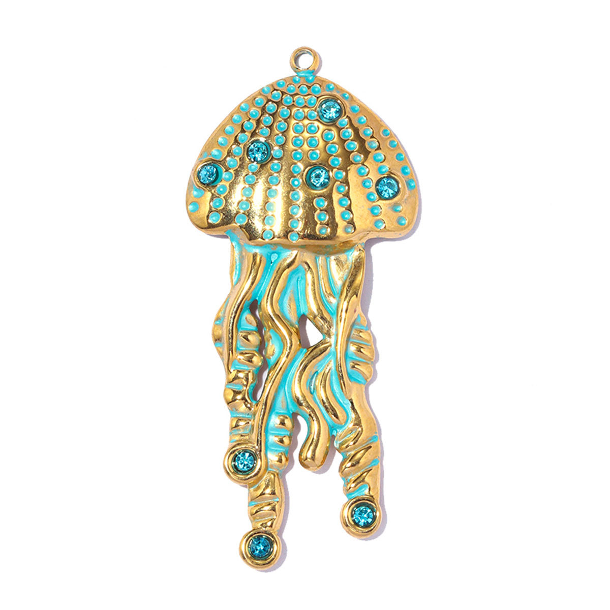 6pcs/pack Stainless Steel Two Tone Fish Tail Whale DIY Earring Charms Jellyfish Starfish Necklace Pendants Woman Shell Jewelry Wholesale