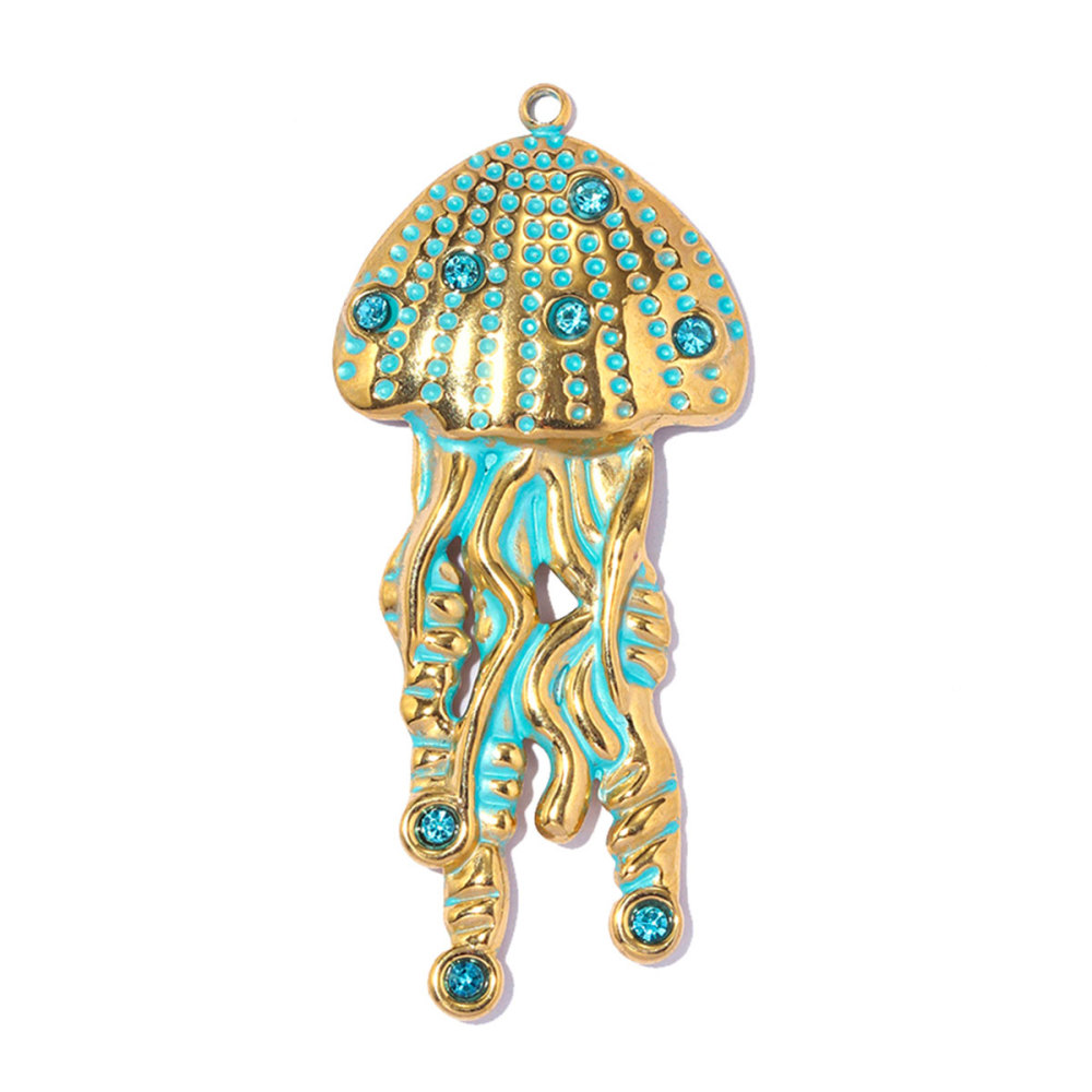 6pcs/pack Stainless Steel Two Tone Fish Tail Whale DIY Earring Charms Jellyfish Starfish Necklace Pendants Woman Shell Jewelry Wholesale