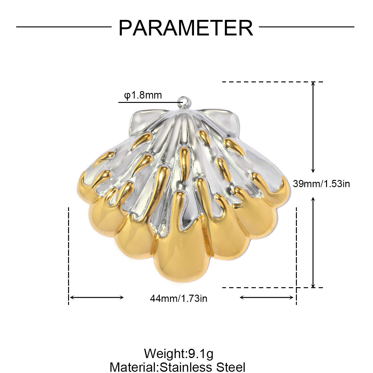 6pcs/pack Stainless Steel Two Tone Fish Tail Whale DIY Earring Charms Jellyfish Starfish Necklace Pendants Woman Shell Jewelry Wholesale