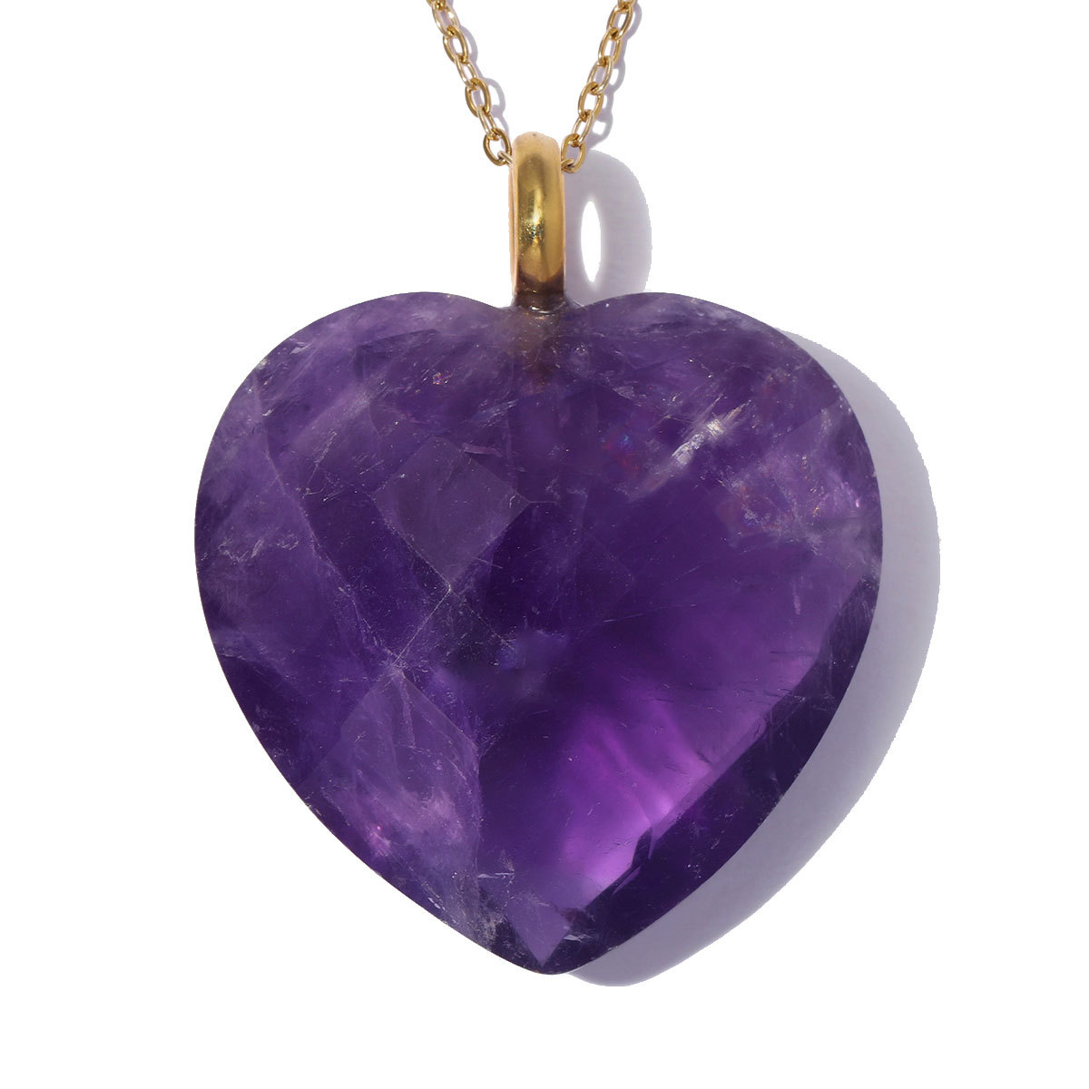 6pcs/pack Stainless Steel Natura Stone Love Heart DIY Charms Rhinestone Amethyst Necklace Pendants Evil Eye Fashion Jewelry