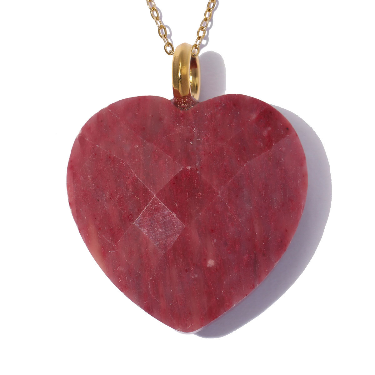 6pcs/pack Stainless Steel Natura Stone Love Heart DIY Charms Rhinestone Amethyst Necklace Pendants Evil Eye Fashion Jewelry