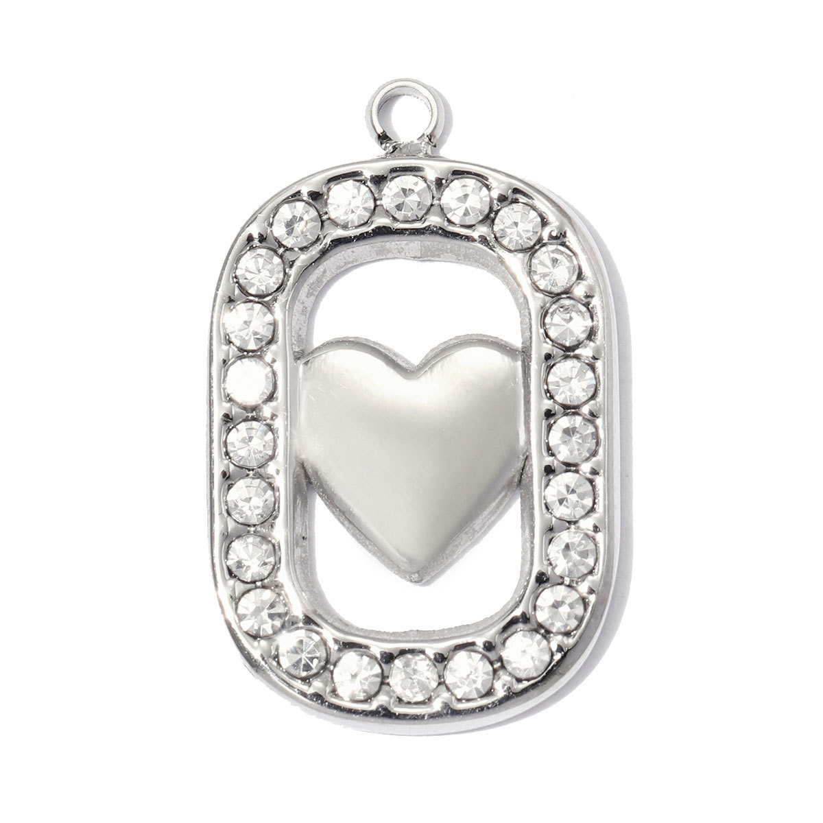 6pcs/pack Stainless Steel Rhinestone Square DIY Charms Brush Love Heart Necklace Pendants Woman Moon Star Jewelry Wholesale