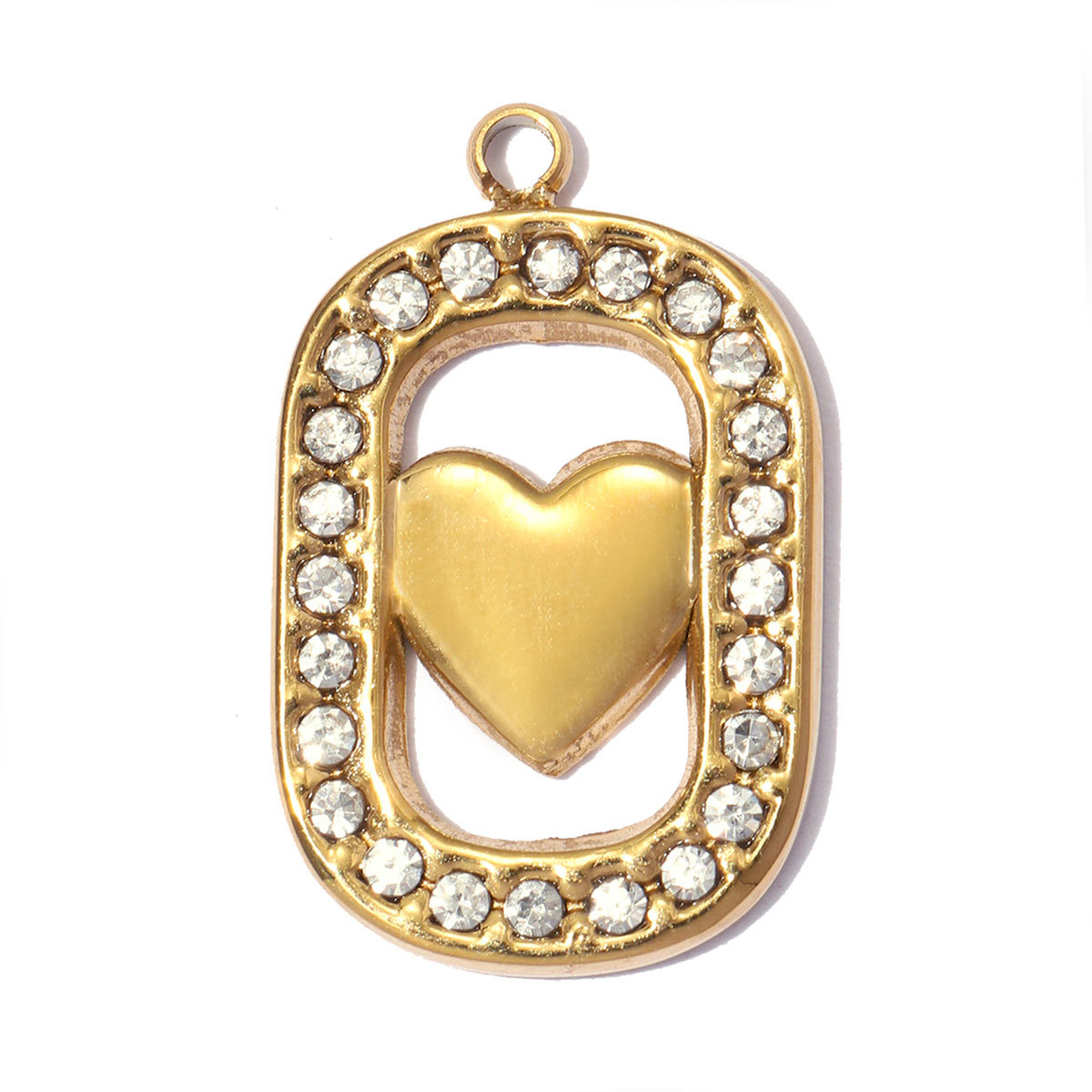 6pcs/pack Stainless Steel Rhinestone Square DIY Charms Brush Love Heart Necklace Pendants Woman Moon Star Jewelry Wholesale