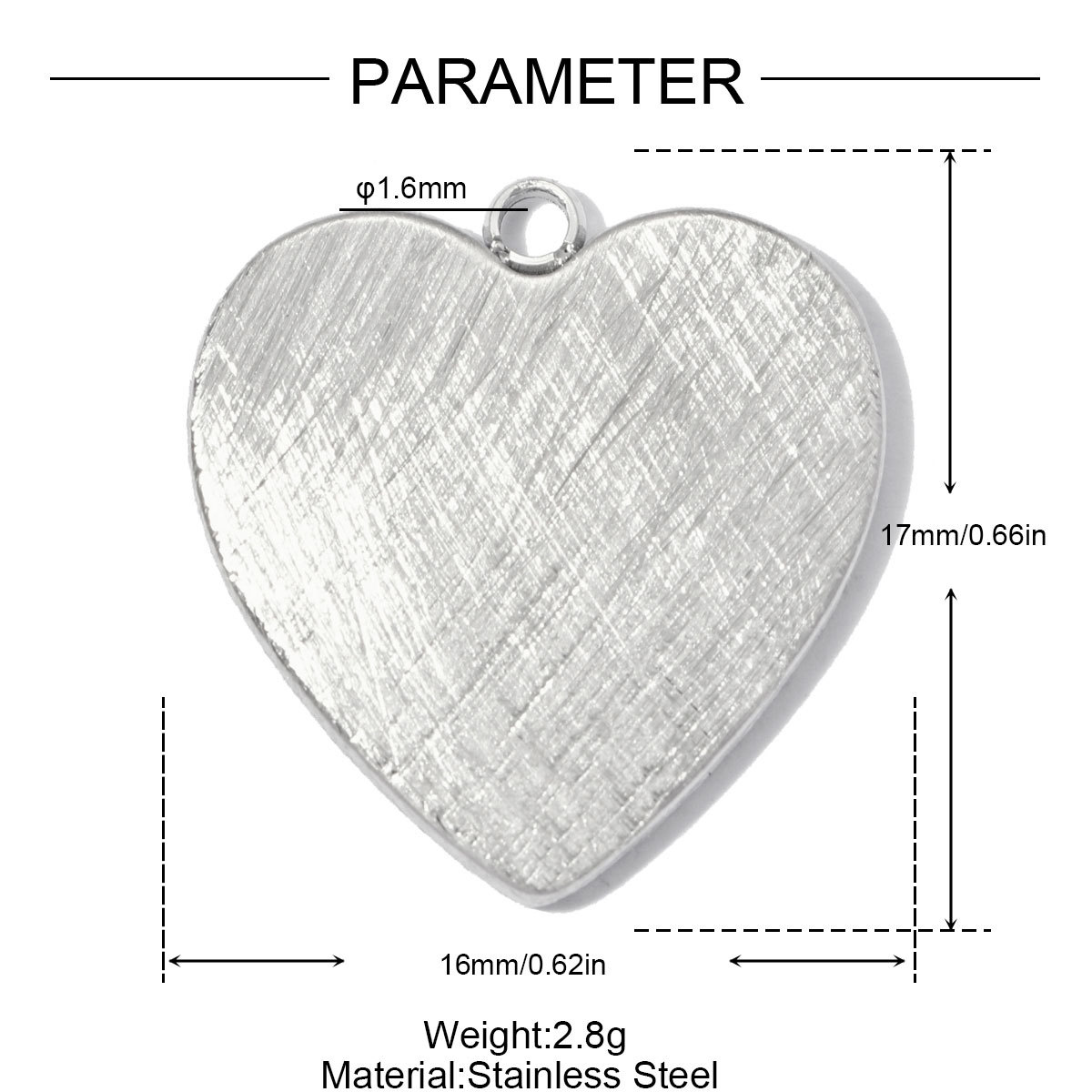 6pcs/pack Stainless Steel Rhinestone Square DIY Charms Brush Love Heart Necklace Pendants Woman Moon Star Jewelry Wholesale