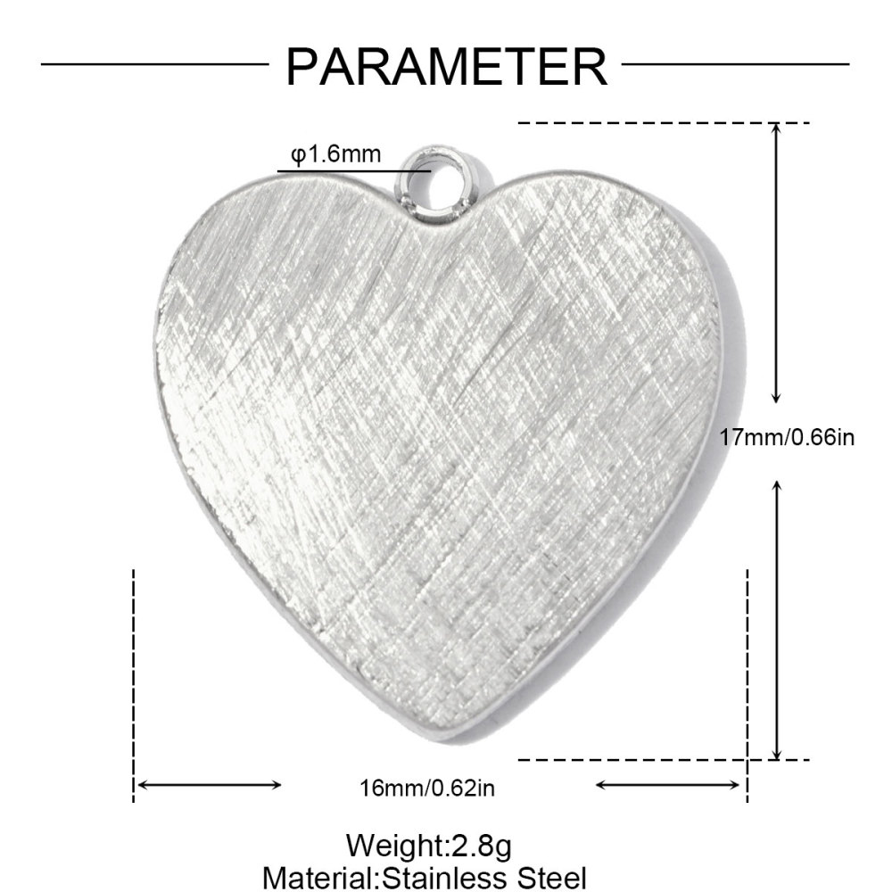 6pcs/pack Stainless Steel Rhinestone Square DIY Charms Brush Love Heart Necklace Pendants Woman Moon Star Jewelry Wholesale