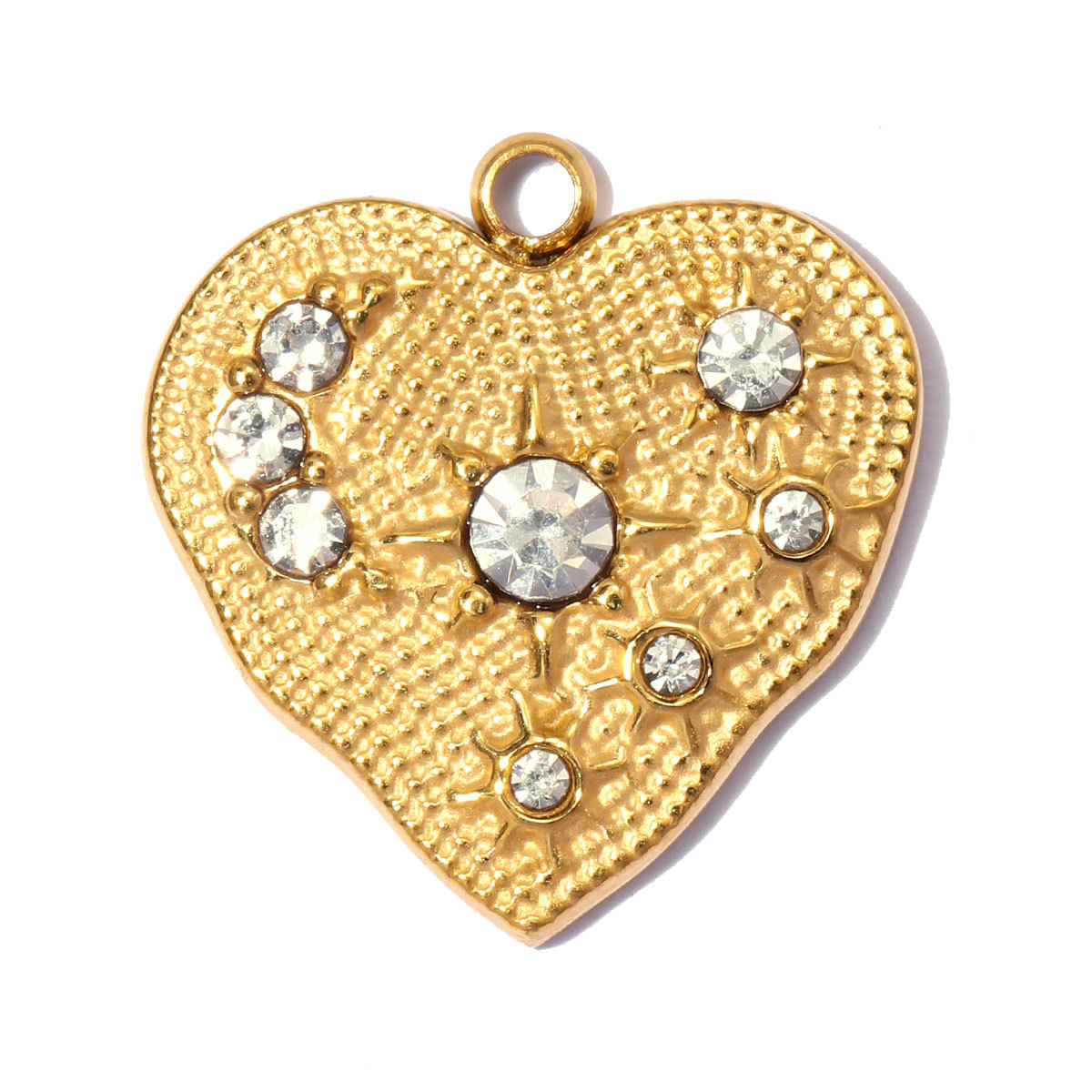 6pcs/pack Stainless Steel Rhinestone Square DIY Charms Brush Love Heart Necklace Pendants Woman Moon Star Jewelry Wholesale