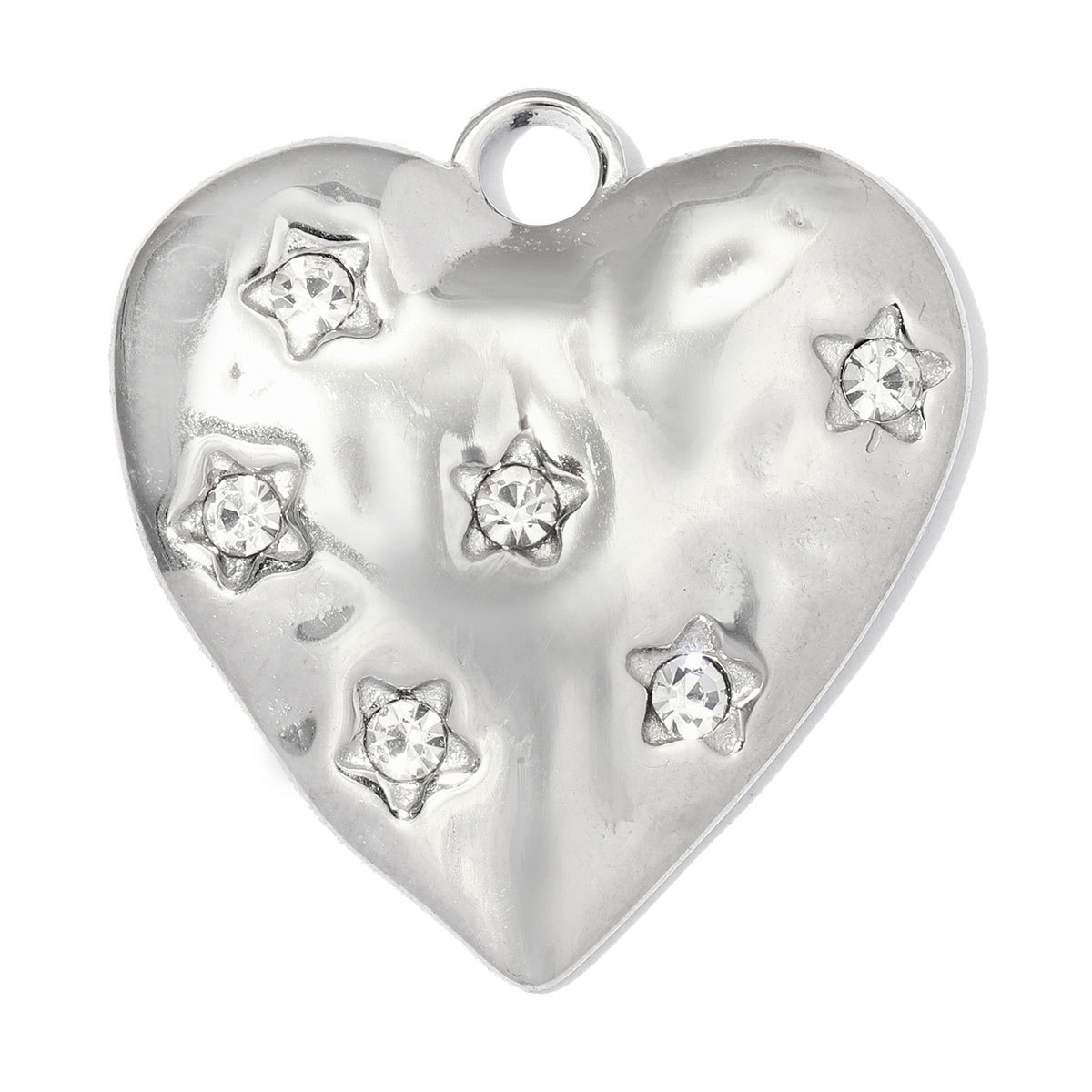 6pcs/pack Stainless Steel Rhinestone Love Heart DIY Charms Moon Star Necklace Pendants Woman Star Sunflower Jewelry Wholesale