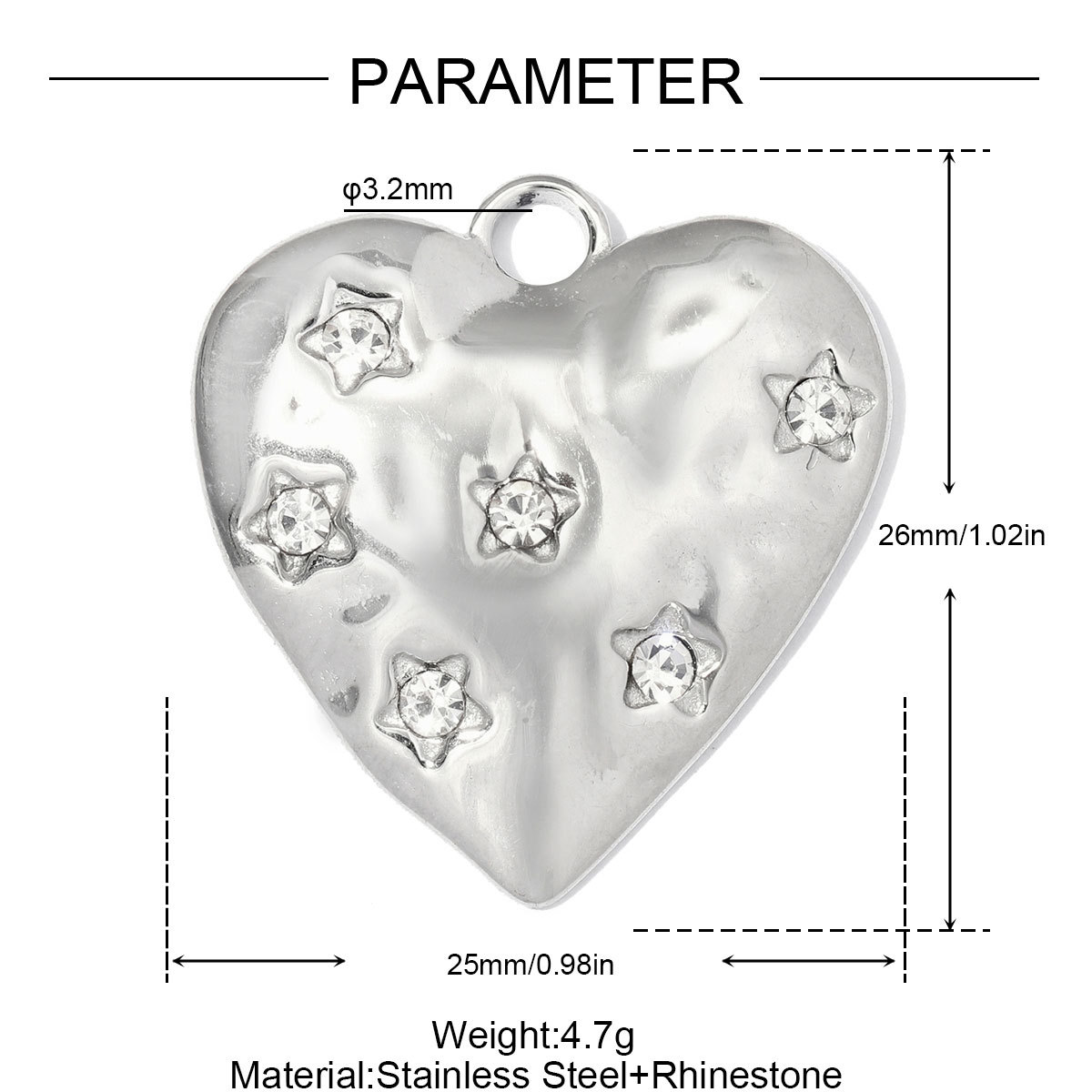 6pcs/pack Stainless Steel Rhinestone Love Heart DIY Charms Moon Star Necklace Pendants Woman Star Sunflower Jewelry Wholesale