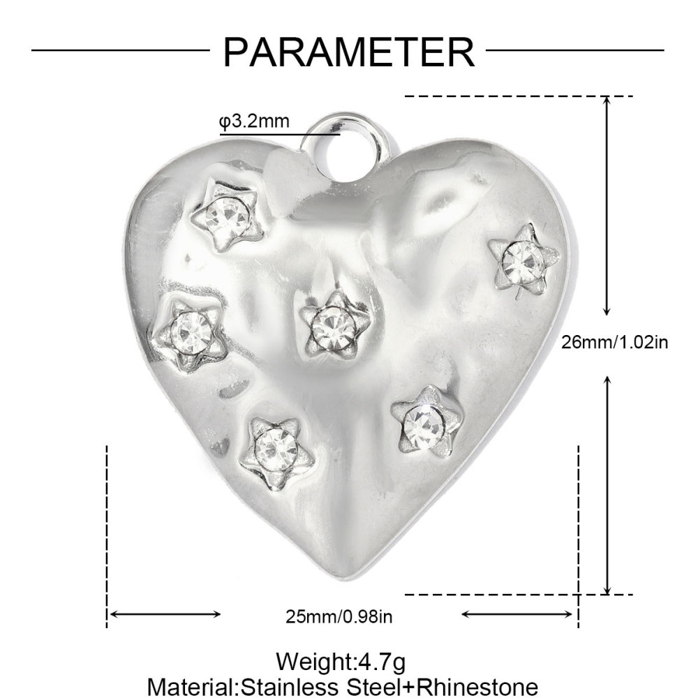 6pcs/pack Stainless Steel Rhinestone Love Heart DIY Charms Moon Star Necklace Pendants Woman Star Sunflower Jewelry Wholesale