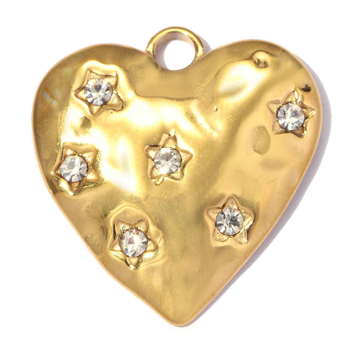 6pcs/pack Stainless Steel Rhinestone Love Heart DIY Charms Moon Star Necklace Pendants Woman Star Sunflower Jewelry Wholesale