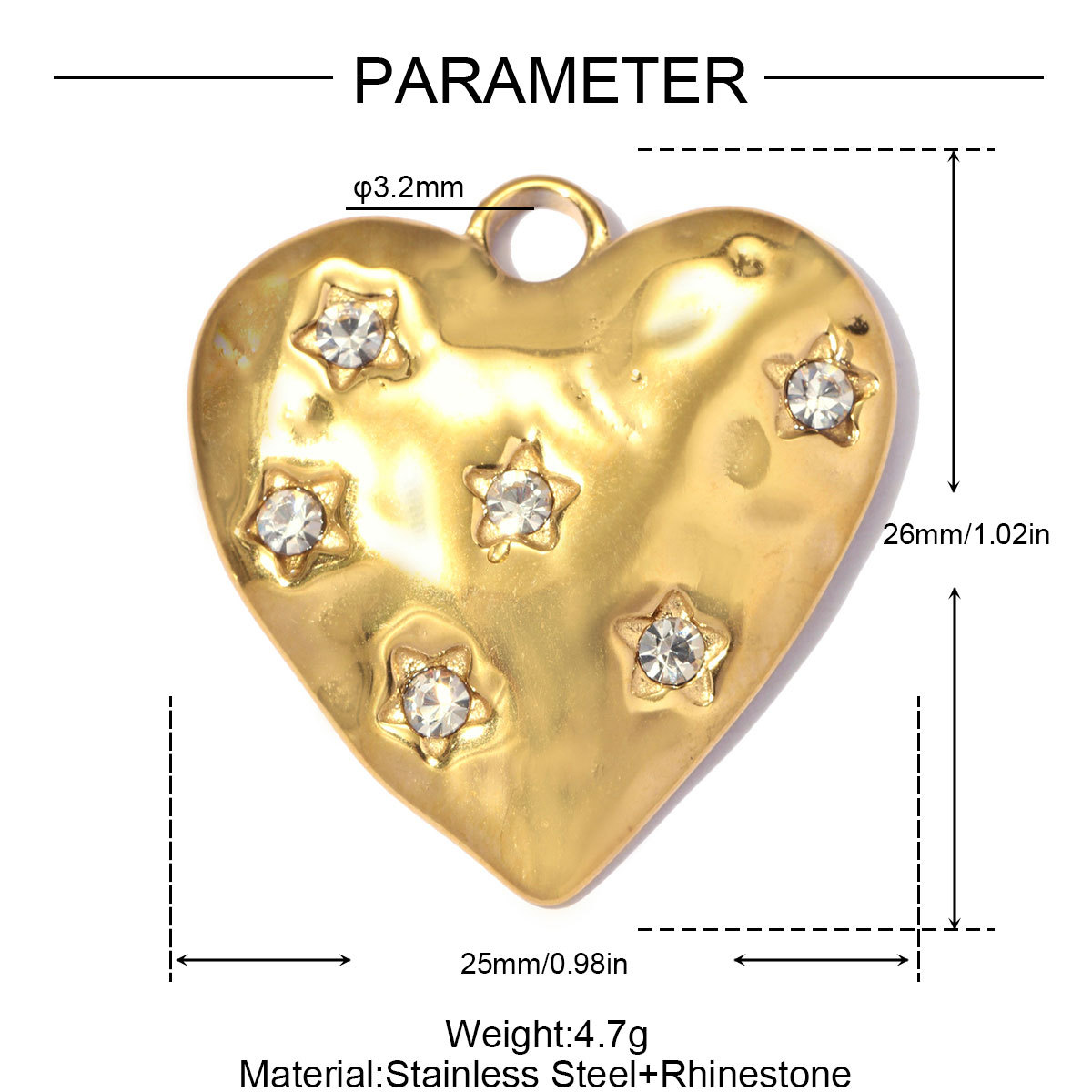6pcs/pack Stainless Steel Rhinestone Love Heart DIY Charms Moon Star Necklace Pendants Woman Star Sunflower Jewelry Wholesale