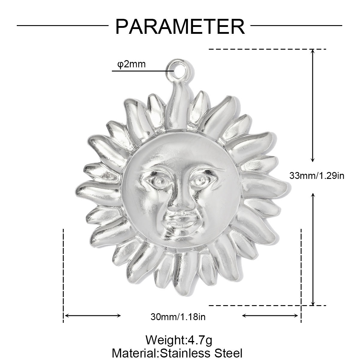 6pcs/pack Stainless Steel Rhinestone Love Heart DIY Charms Moon Star Necklace Pendants Woman Star Sunflower Jewelry Wholesale