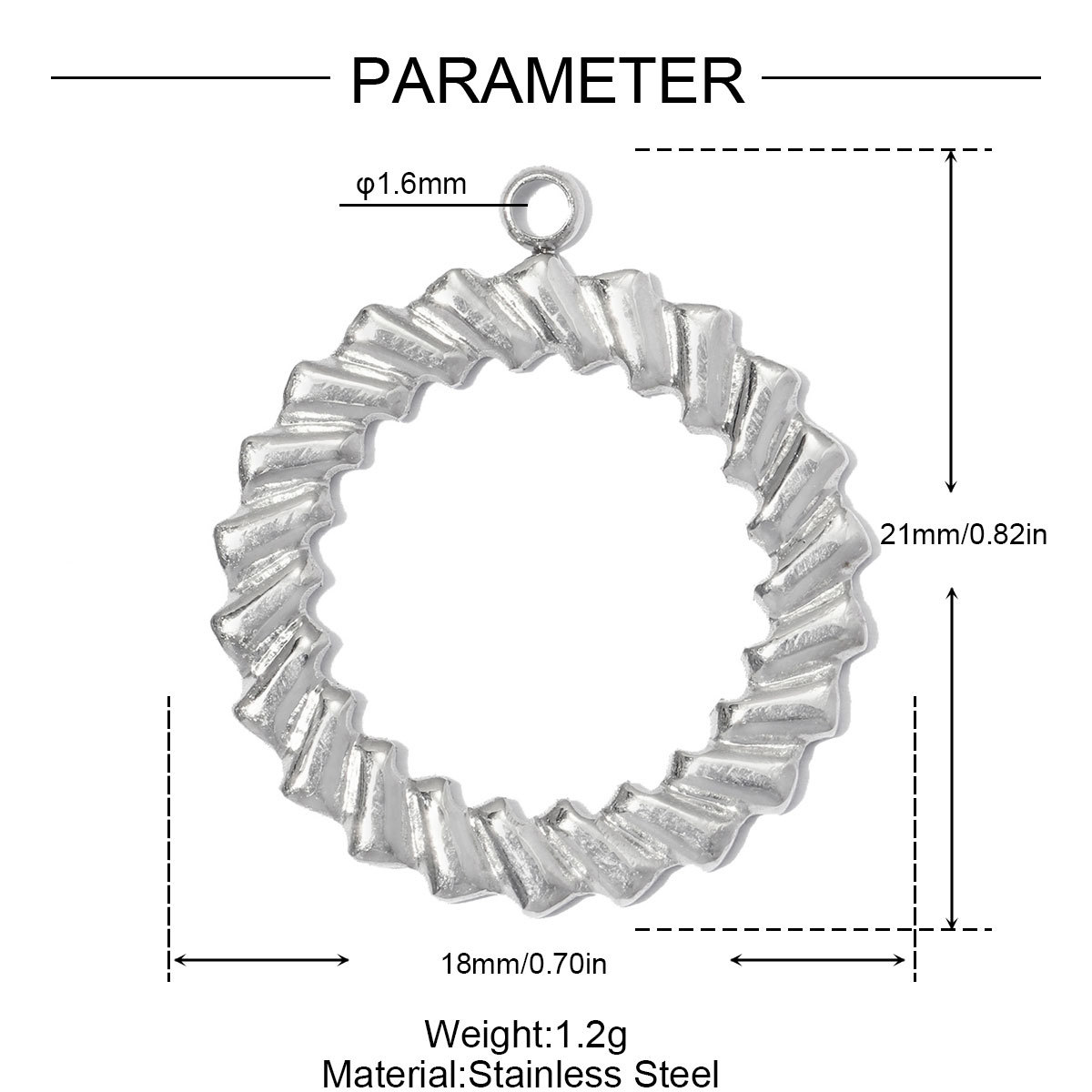 6pcs/pack Stainless Steel Rhinestone Circle Round DIY Earring Charm Hamsa Hand Compass Necklace Pendant Woman Roller Skates Jewelry