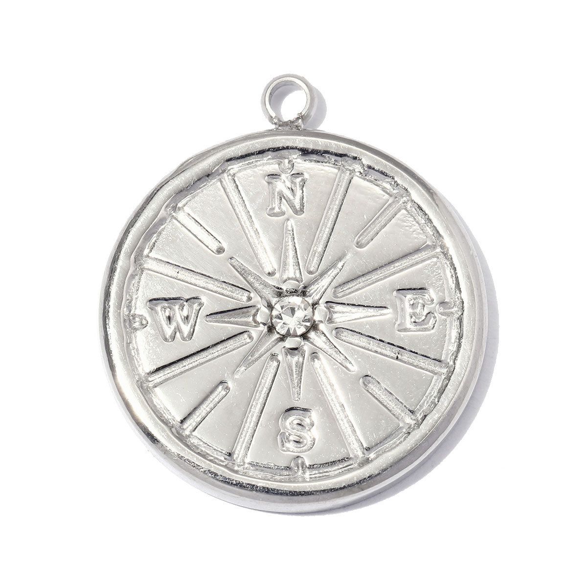 6pcs/pack Stainless Steel Rhinestone Circle Round DIY Earring Charm Hamsa Hand Compass Necklace Pendant Woman Roller Skates Jewelry