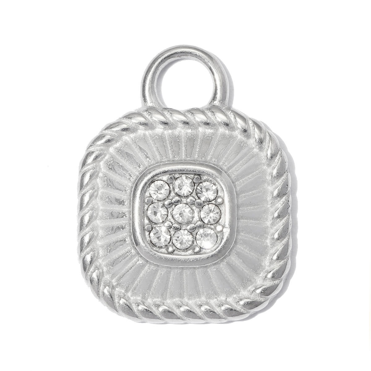 6pcs/pack Stainless Steel Rhinestone Circle Round DIY Earring Charm Hamsa Hand Compass Necklace Pendant Woman Roller Skates Jewelry