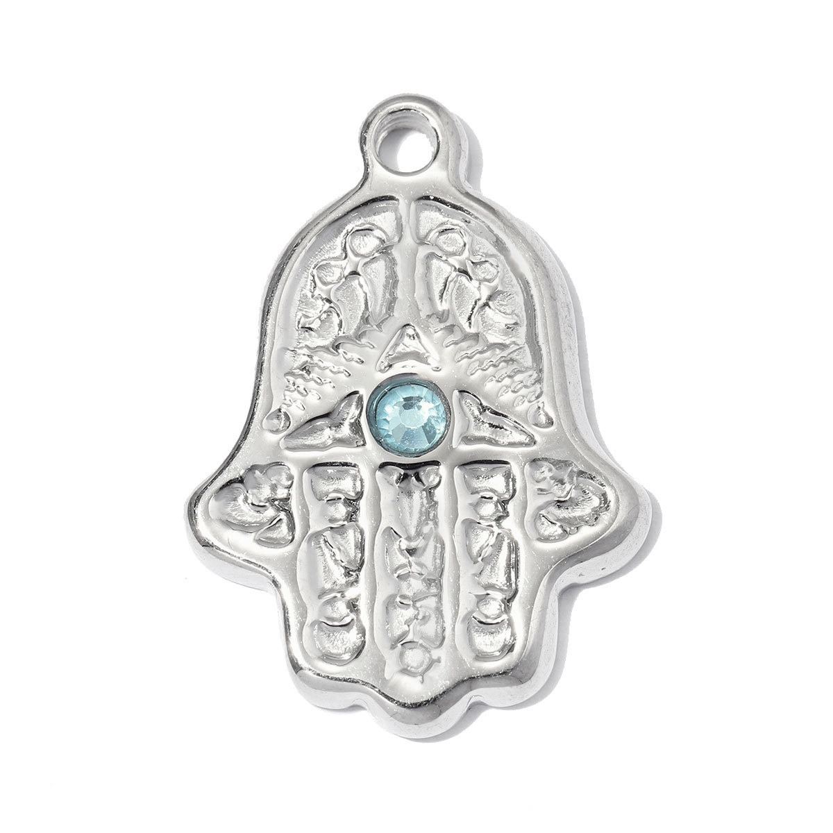 6pcs/pack Stainless Steel Rhinestone Circle Round DIY Earring Charm Hamsa Hand Compass Necklace Pendant Woman Roller Skates Jewelry