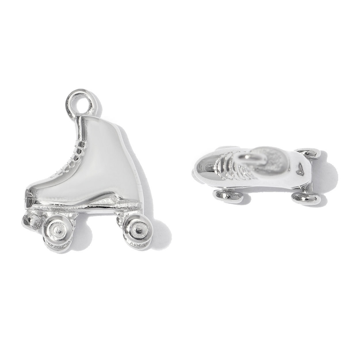 6pcs/pack Stainless Steel Rhinestone Circle Round DIY Earring Charm Hamsa Hand Compass Necklace Pendant Woman Roller Skates Jewelry