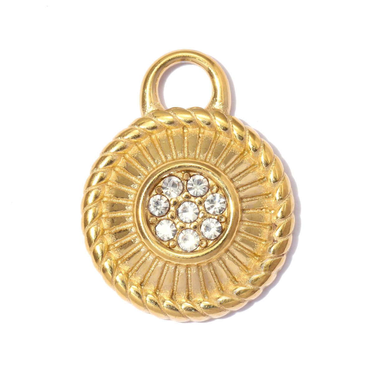 6pcs/pack Stainless Steel Compass Sun DIY Earring Charms Rhinestone Square Round Circle Necklace Pendants Woman Roller Skates Jewelry
