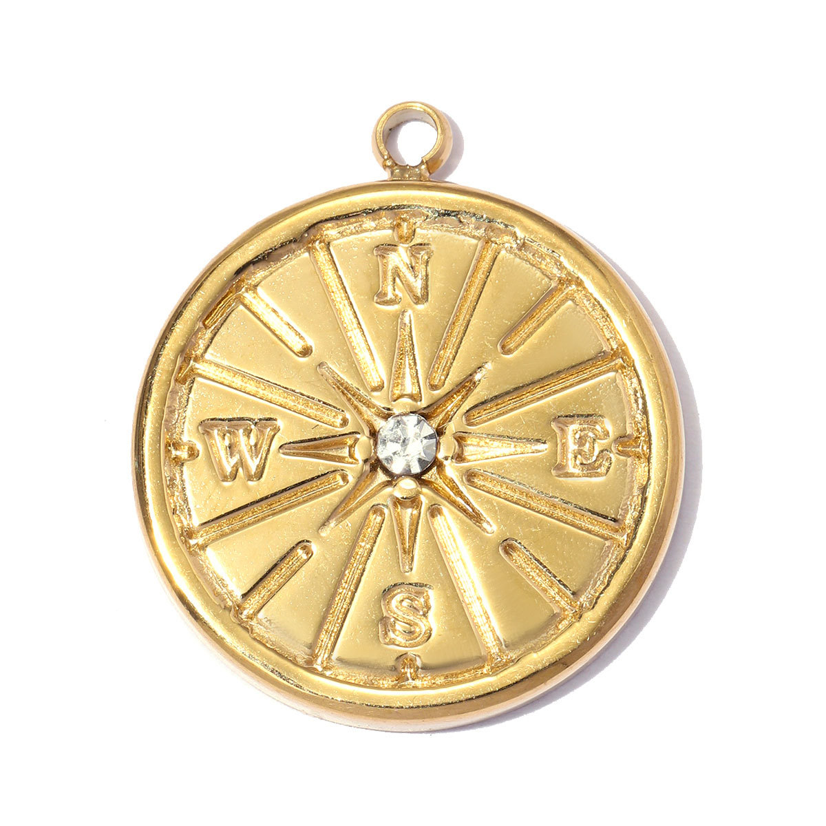 6pcs/pack Stainless Steel Compass Sun DIY Earring Charms Rhinestone Square Round Circle Necklace Pendants Woman Roller Skates Jewelry