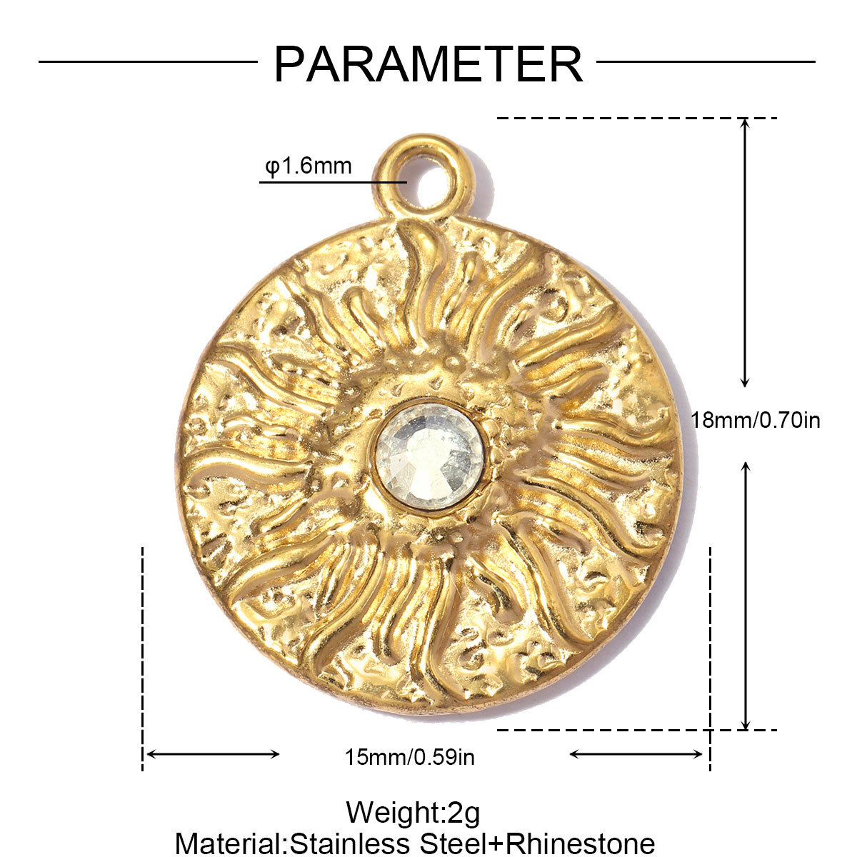 6pcs/pack Stainless Steel Compass Sun DIY Earring Charms Rhinestone Square Round Circle Necklace Pendants Woman Roller Skates Jewelry