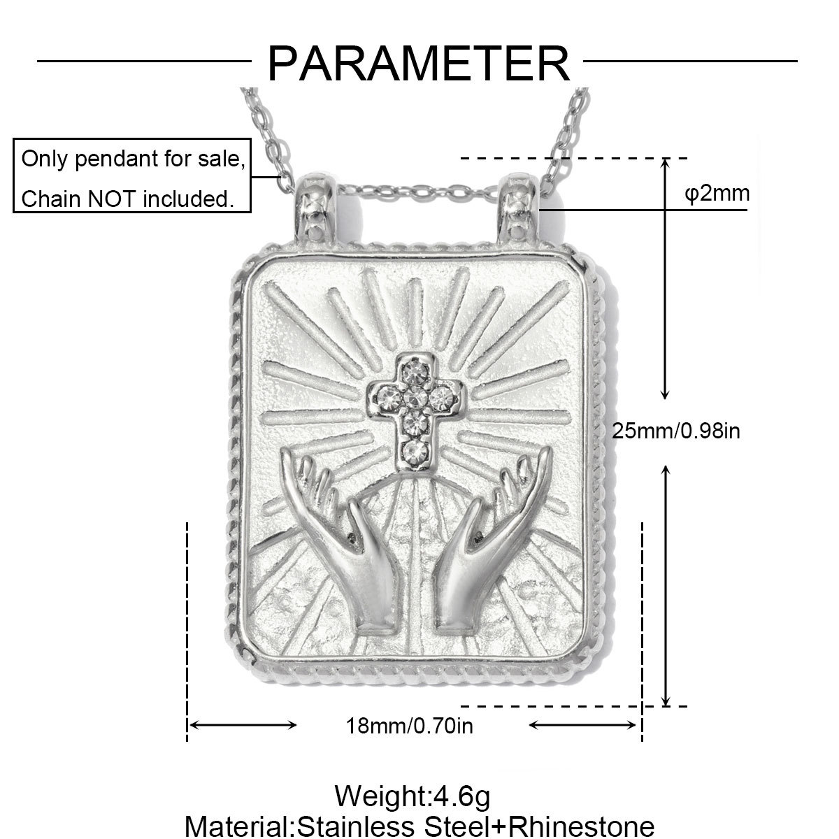 6pcs/pack Stainless Steel Tarot Cards Cross Hand DIY Charms Rhinestone Moon Star Sun Necklace Pendants Woman Heart Mask Jewelry