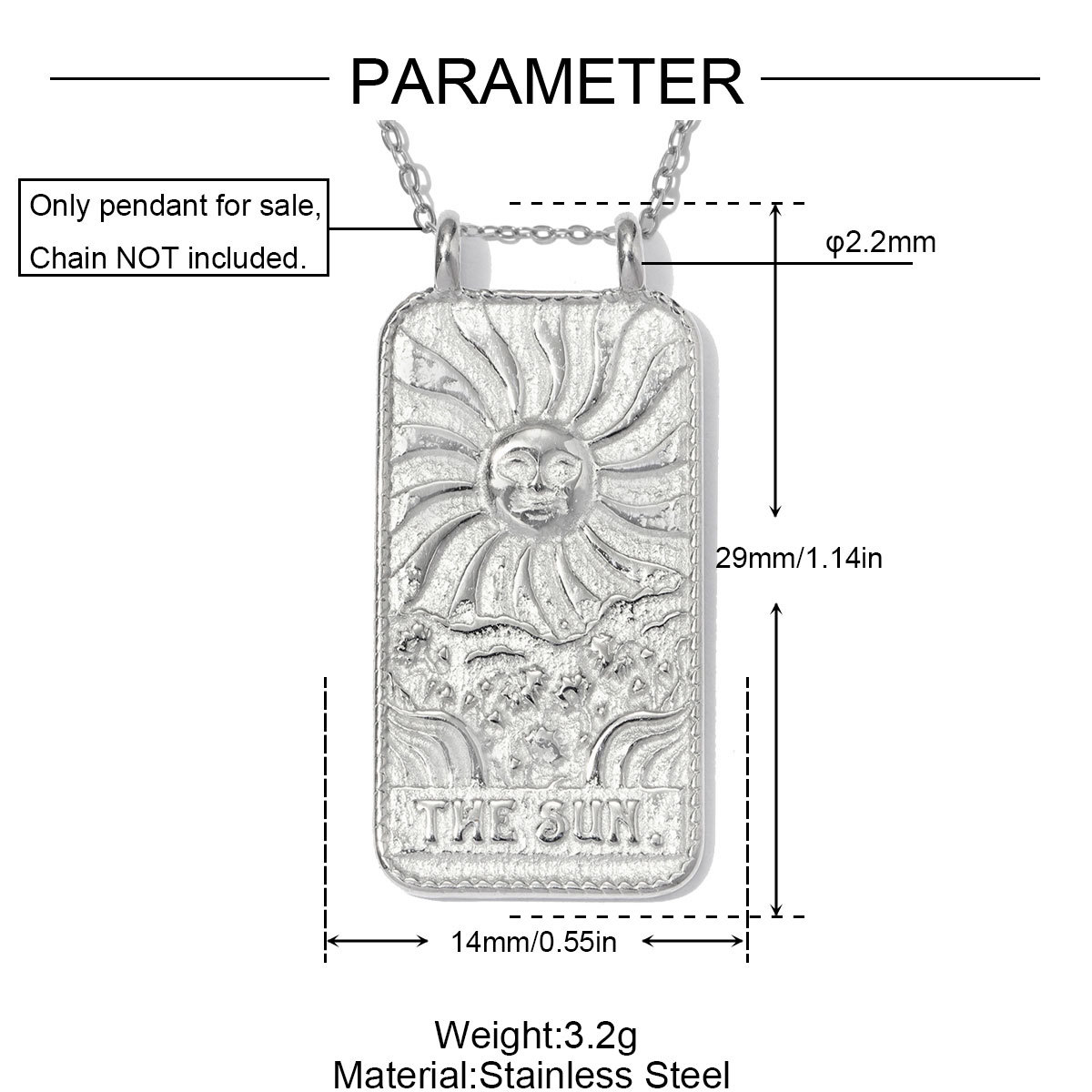 6pcs/pack Stainless Steel Tarot Cards Cross Hand DIY Charms Rhinestone Moon Star Sun Necklace Pendants Woman Heart Mask Jewelry