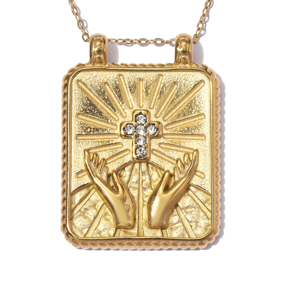 6pcs/pack Stainless Steel Rhinestone Tarot Cards Moon Star DIY Charms Cross Hand Necklace Pendants Woman Flower Mask Jewelry