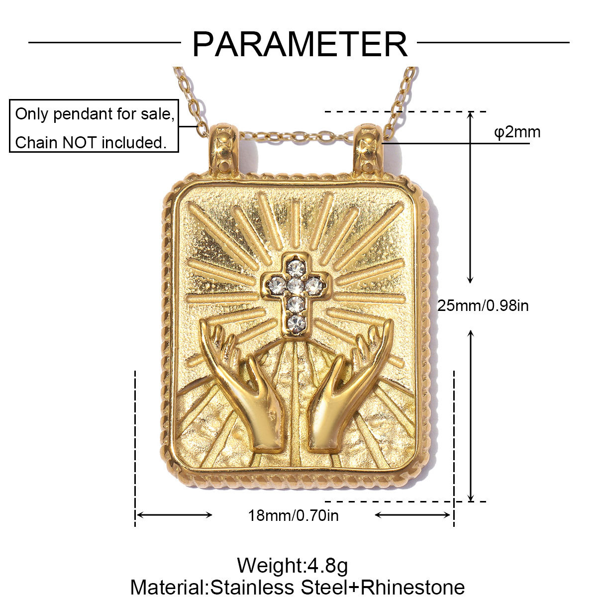 6pcs/pack Stainless Steel Rhinestone Tarot Cards Moon Star DIY Charms Cross Hand Necklace Pendants Woman Flower Mask Jewelry