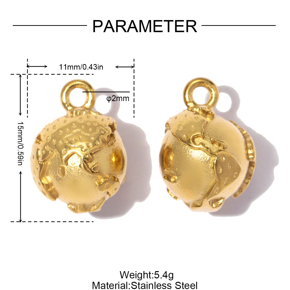6pcs/pack Stainless Steel 3D Globe DIY Charms Airplane Passport Circle Necklace Pendants Woman Enamel Wolf Teeth Jewelry Wholesale