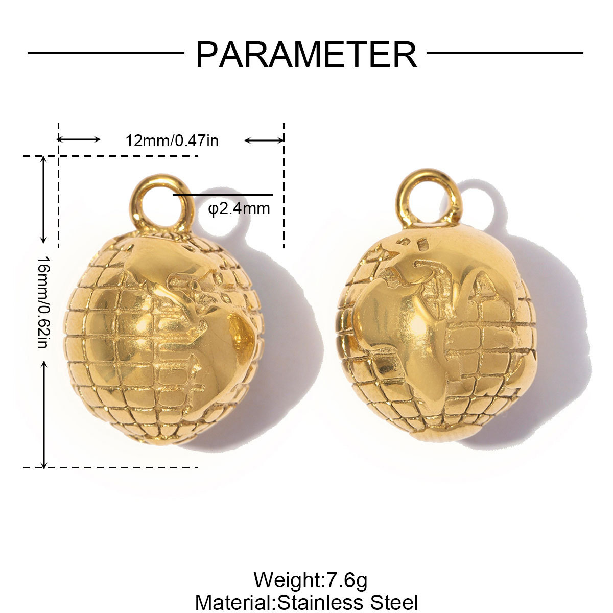 6pcs/pack Stainless Steel 3D Globe DIY Charms Airplane Passport Circle Necklace Pendants Woman Enamel Wolf Teeth Jewelry Wholesale
