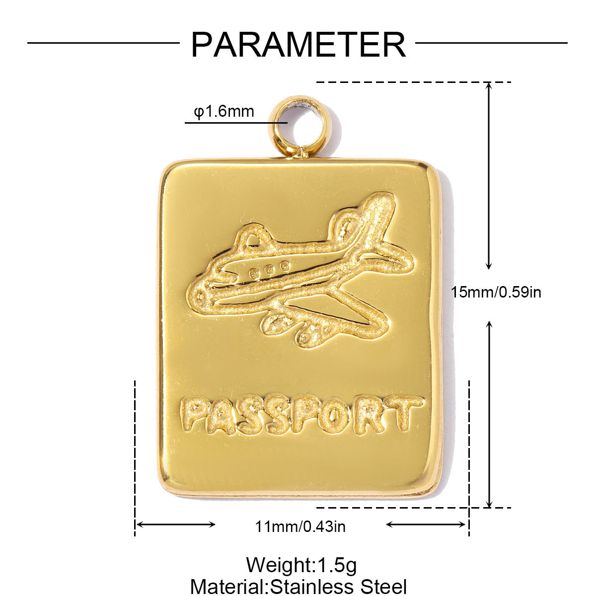 6pcs/pack Stainless Steel 3D Globe DIY Charms Airplane Passport Circle Necklace Pendants Woman Enamel Wolf Teeth Jewelry Wholesale